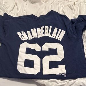 Navy Blue Graphic Tee with White 'Chamberlain 62' Back Print